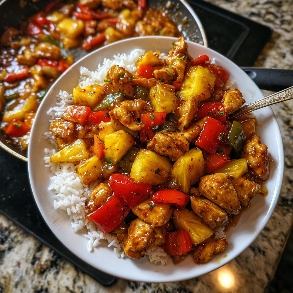 Pineapple Chicken And Rice Stir Fry Style