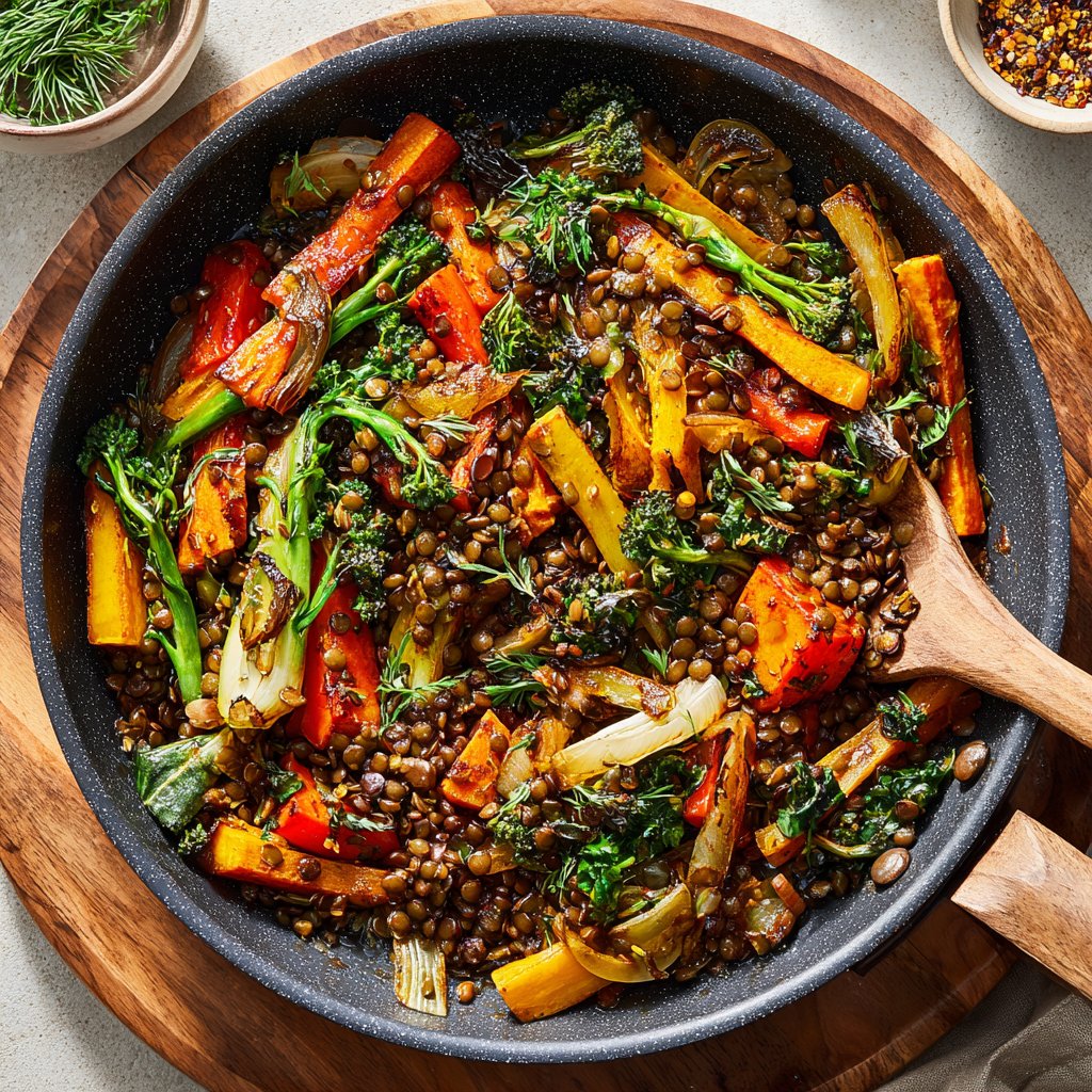 Roasted Veggie Lentil Skillet