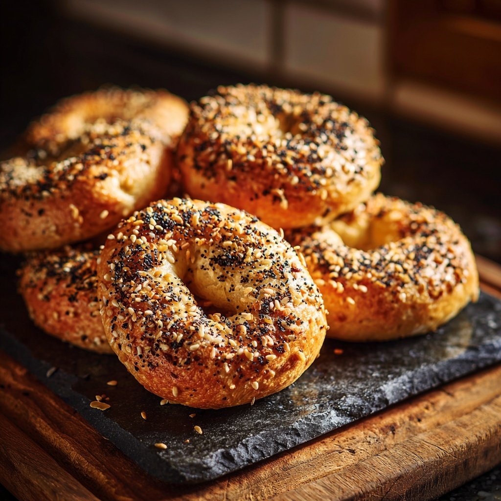 Protein Bagels With Seed Topping