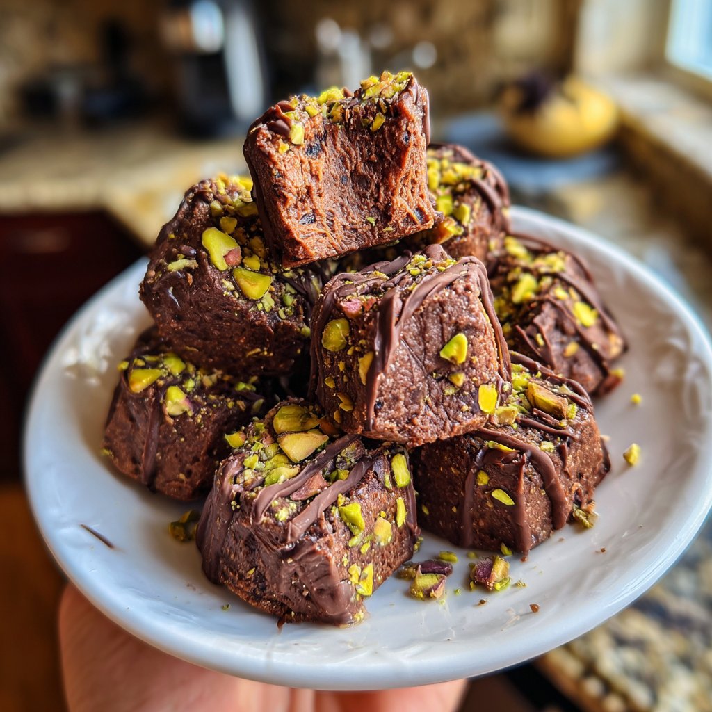 Chocolate Pistachio Fudge Bites
